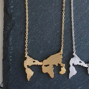 Gold World Map Necklace